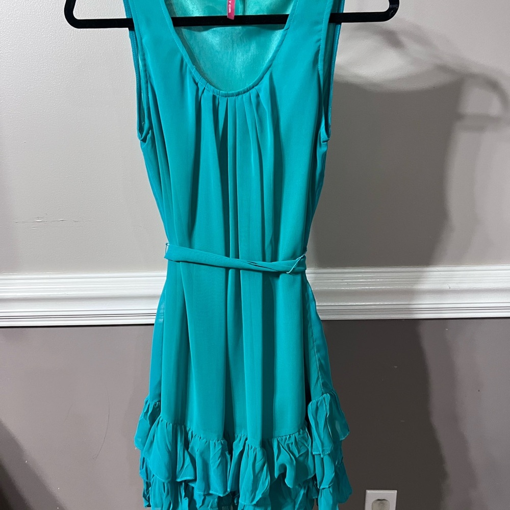 Chic Sleeveless Turquoise Mini Dress